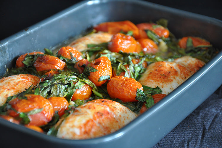 Wulf's Kitchen: Baked Flounder with Grape Tomatoes and Spinach