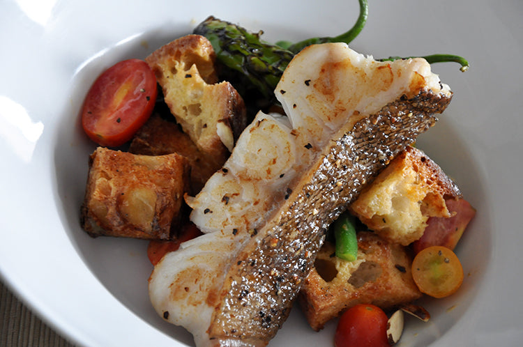 Wulf's Kitchen: Panzanella Salad with Lingcod & Shishitos