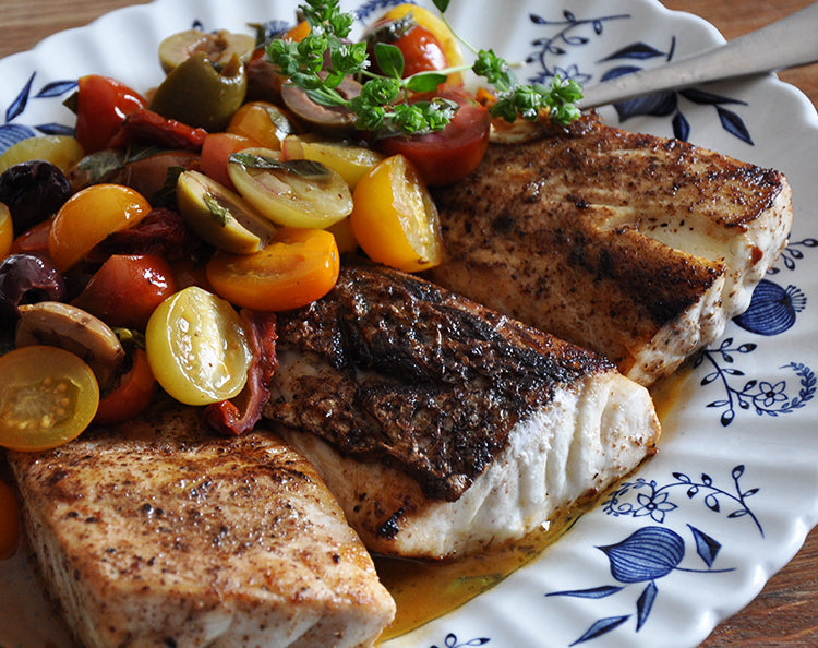 Wulf's Kitchen: Striped Bass with Warm Tomato Vinaigrette and Sautéed Greens