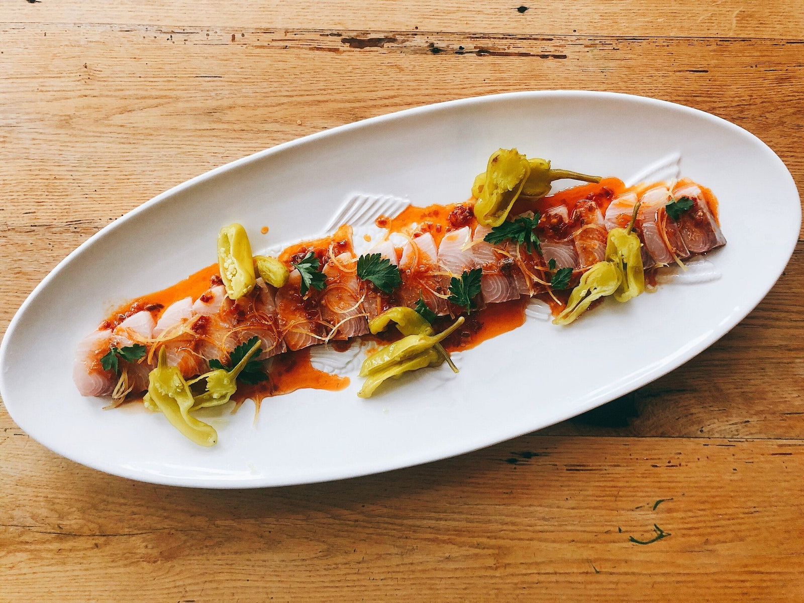 Chefs at Home: Yellowtail Crudo with Calabrian Chili Vinaigrette