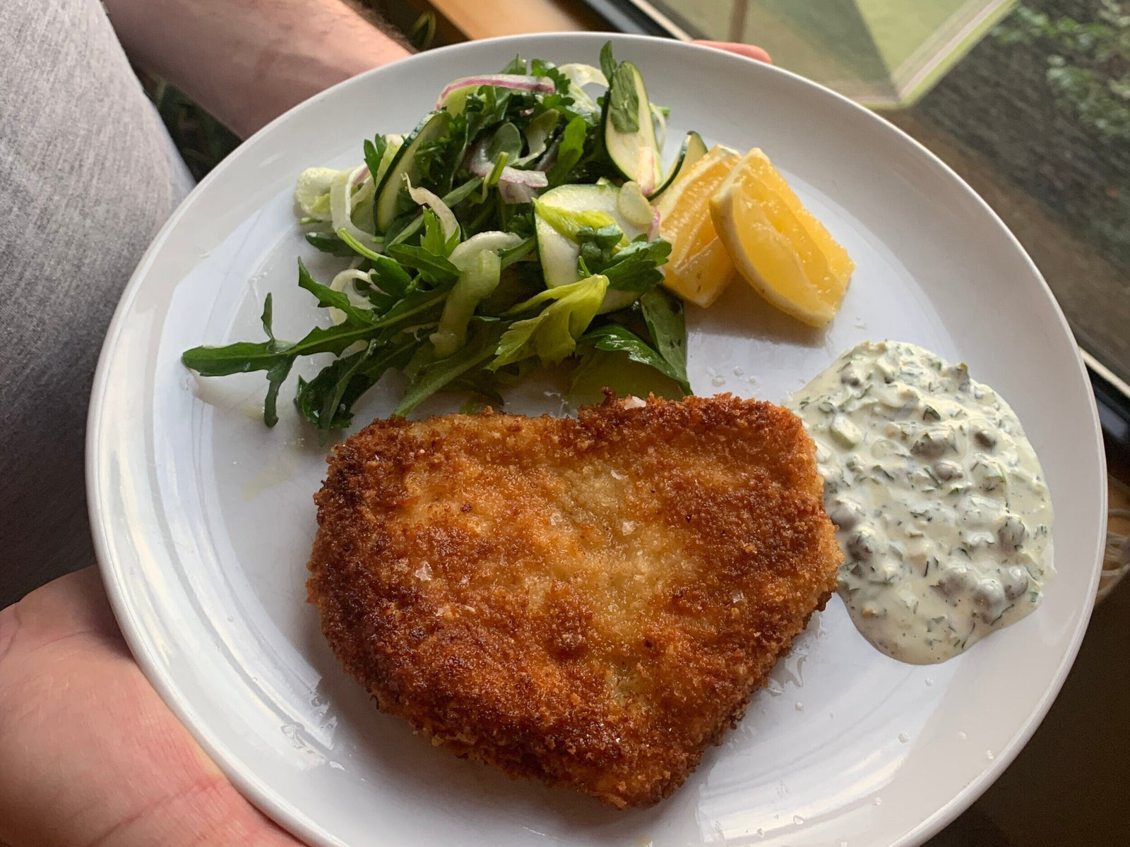 Chefs at Home: Swordfish 'Schnitzel' with Early Summer Salad and Herb + Caper Mayonnaise
